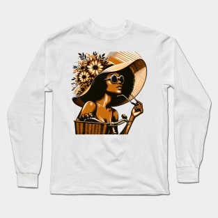 Afrocentric Woman On A Bicycle Long Sleeve T-Shirt